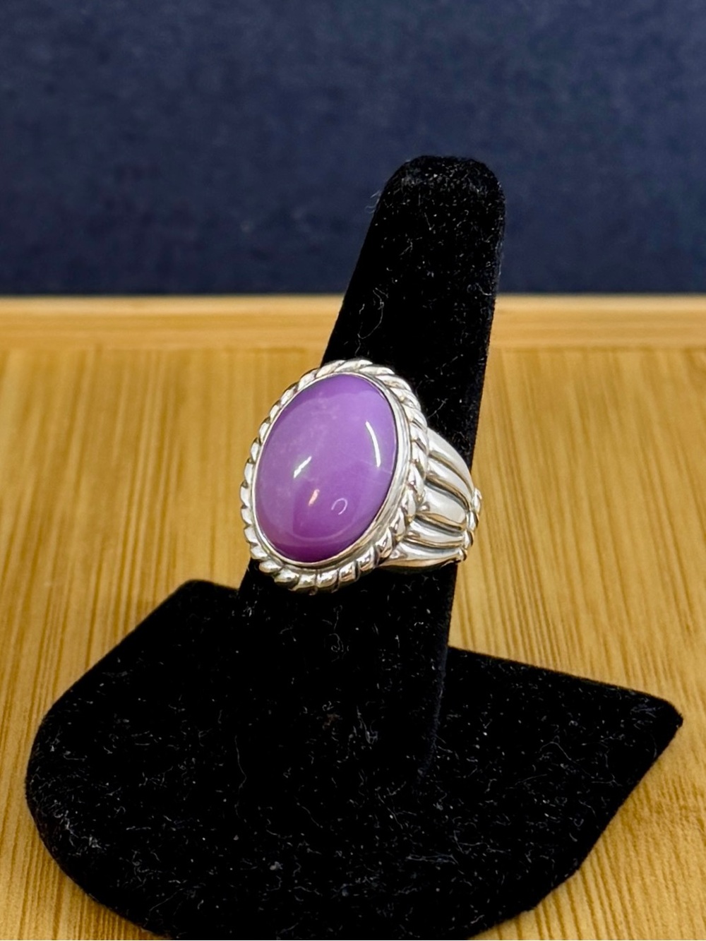 CAROLYN POLLACK Relios Sterling Silver Oval Cabochon Purple Phosphosiderite SZ 7